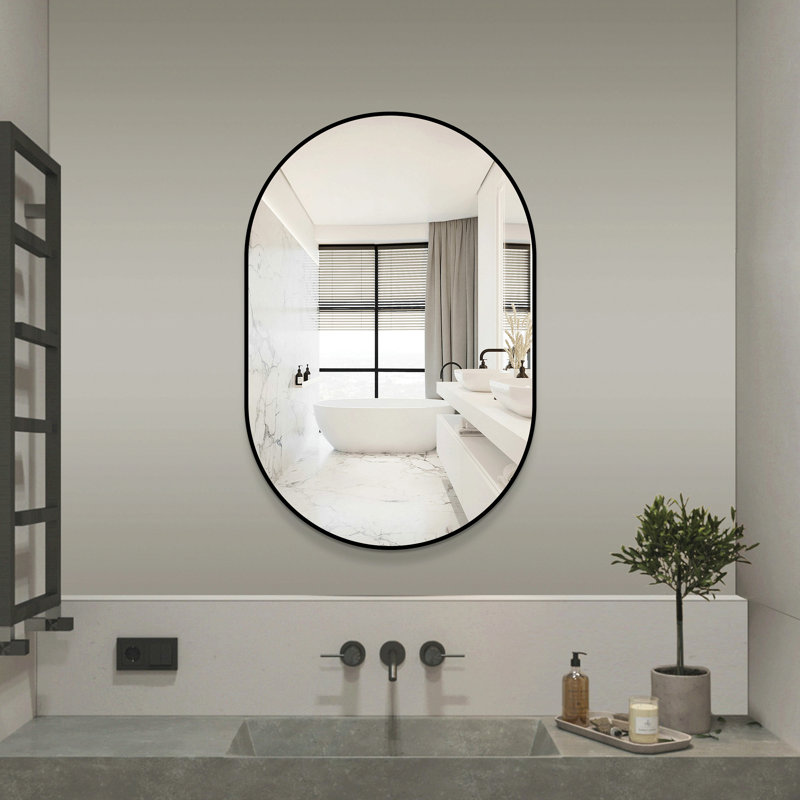 Miroir mural de salle de bain 36 po x 24 po, miroir mural encadré pour la salle de bain, suspendu vertical ou horizontal, miroir HD moderne pour la chambre à coucher, vestibule
