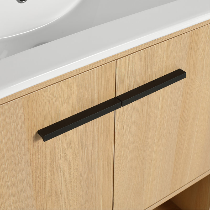 Bathroom Vanity, 2 Doors, Freestanding Bathroom Cabinet Vanity, Plywood (Excluding Sink), Chêne