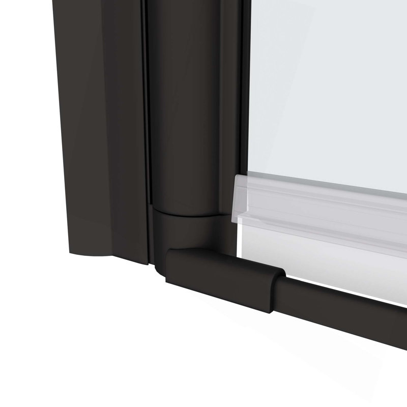 Universal Pivot Shower Door,Open Outside,With 1/4" Tempered Glass, Black