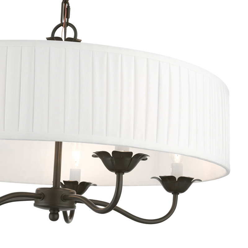 Lustre tambour 5 lumières à abat-jour Lamotte, Bronze anglais