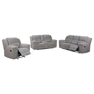Ensemble de canapé inclinable en chenille 3 pièces G Wilson Alwyn Home - gris