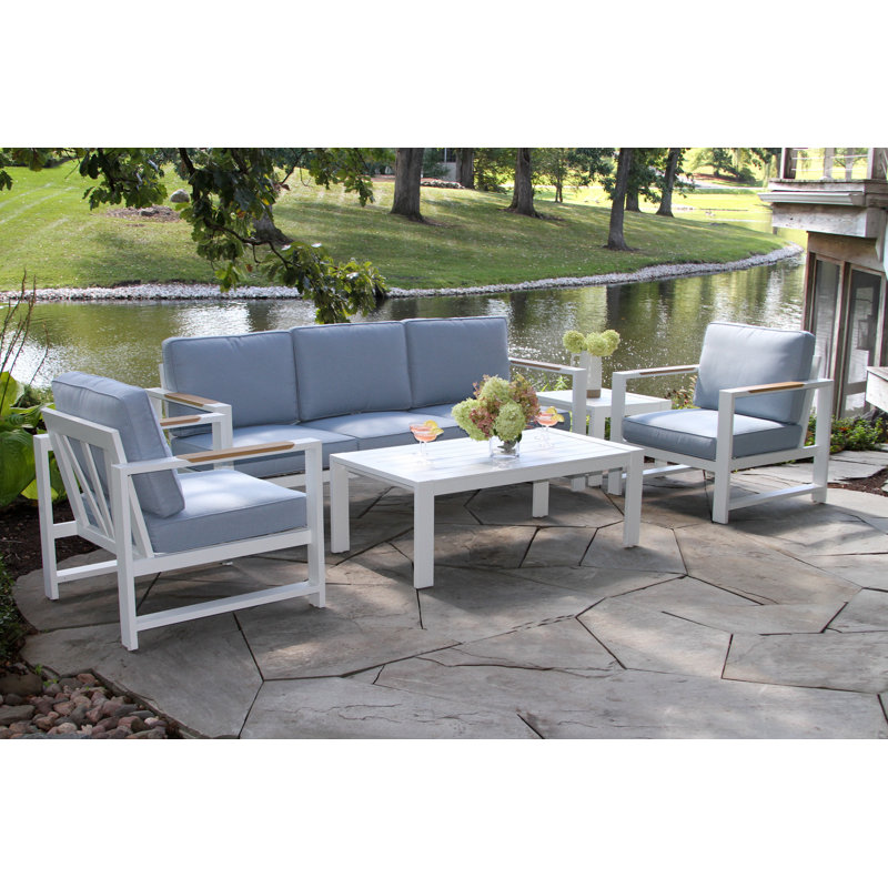 Table de patio rectangulaire en aluminium l 47 po Jayton , Blanc