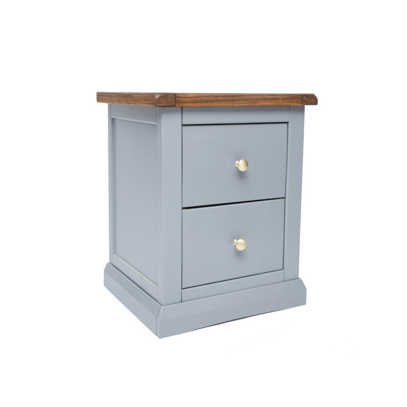 Eastchester 45 cm W Bedside Table, Grey/Gold
