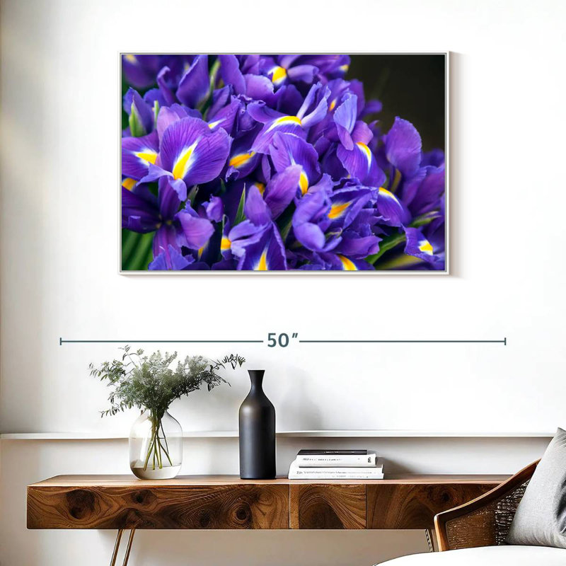 Violet iris, Cadre flottant blanc, 37 po x 25 po