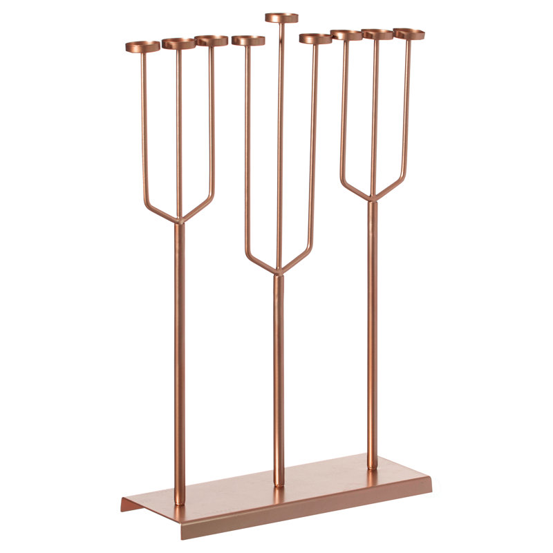 Metal Tabletop Candelabra, H 51 po x l 22,75 po x P 8,50 po, Or rose
