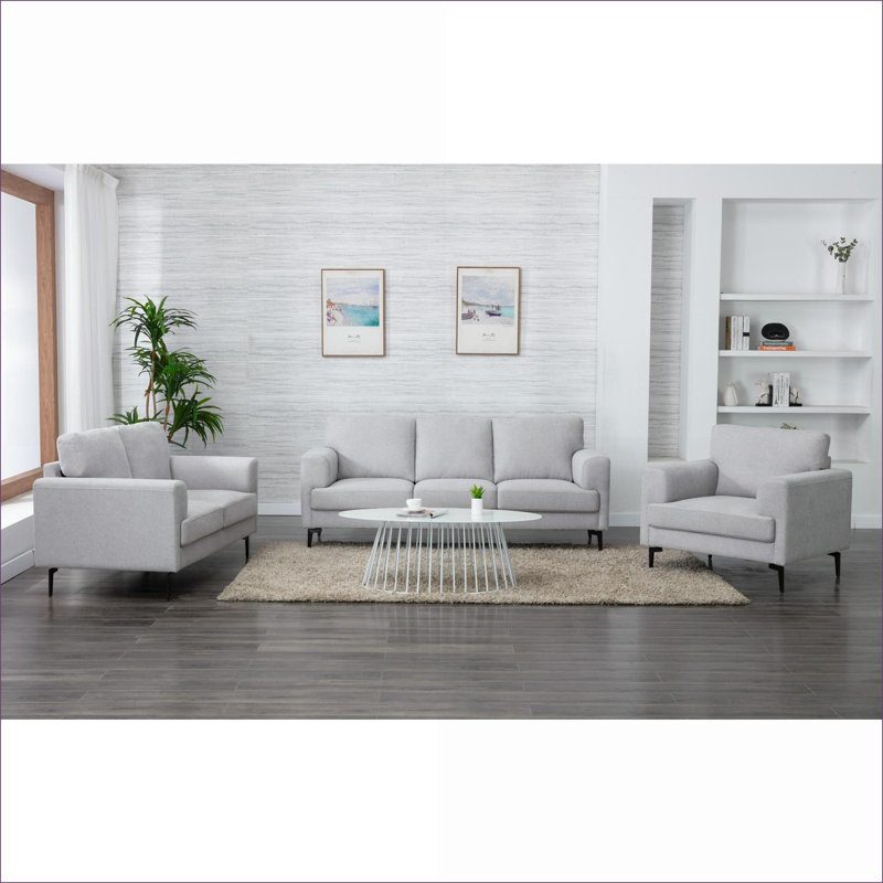 Chaise d'appoint rembourrée en lin gris clair Kyren