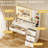 Vanity Desk with Mirror and Lights, Makeup Vanity Table with 4 Drawers & Storage Shelves, Large HD Mirror, 3 Color Modes & Adjustable Brightness, Modern Dressing Table for Bedroom-1546431150
