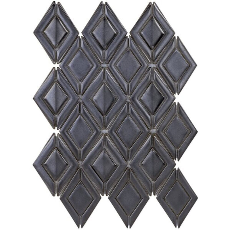 Nabi Jewel 3D Glossy Glass Mosaic Tile, Gunmetal Gray