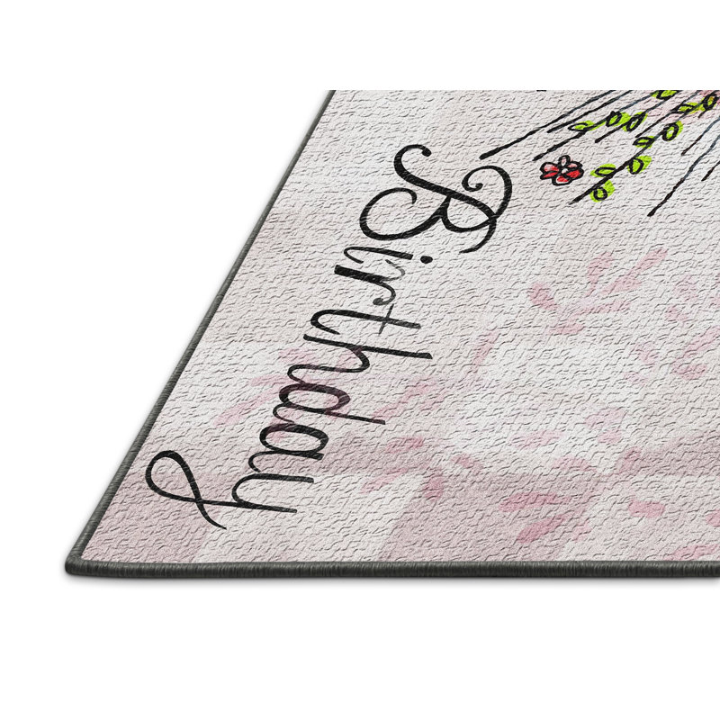 Tapis rose Happy Birthday, Rectangle 2 pi x 4 pi