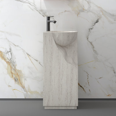 34" Tall Pedestal Bathroom Sink Solid Surface Bathroom Sink