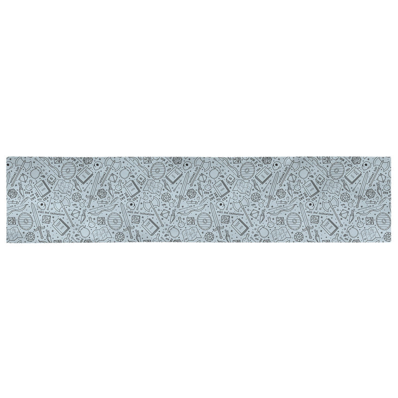 Chemin de table géométrique avicia, 72 po x 16 po, Bleu / Noir, 100 % coton