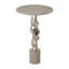 Table d'appoint moderne en métal et marbre avec base sculpturale en aluminium, table d'appoint contemporaine au design épuré et plateau en marbre pour la décoration intérieure - Argent-1961844331-1961844330