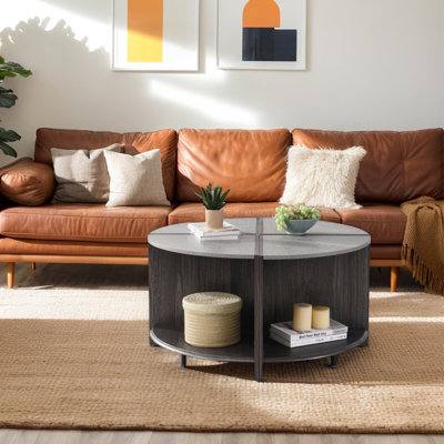 Mordern Round Coffee Table, Modular Coffee Table Set Of 4, 2-Tier With Storage Shelf -  Ivy Bronx, 2924004983C94C90A0A7B210810CDA9A