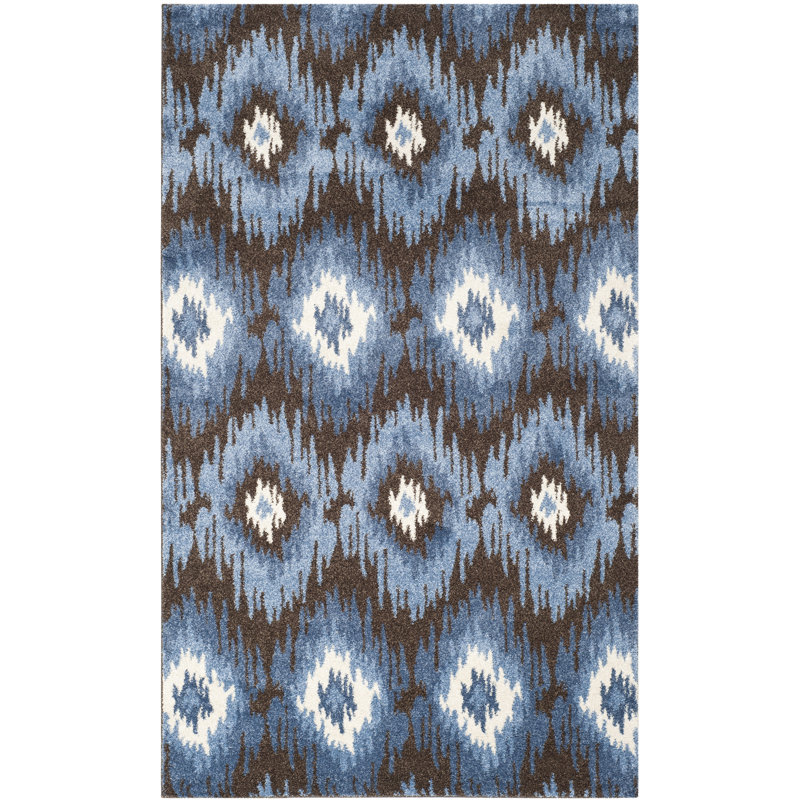 Retro Performance Ikat Rug, Rectangle 4' x 6'