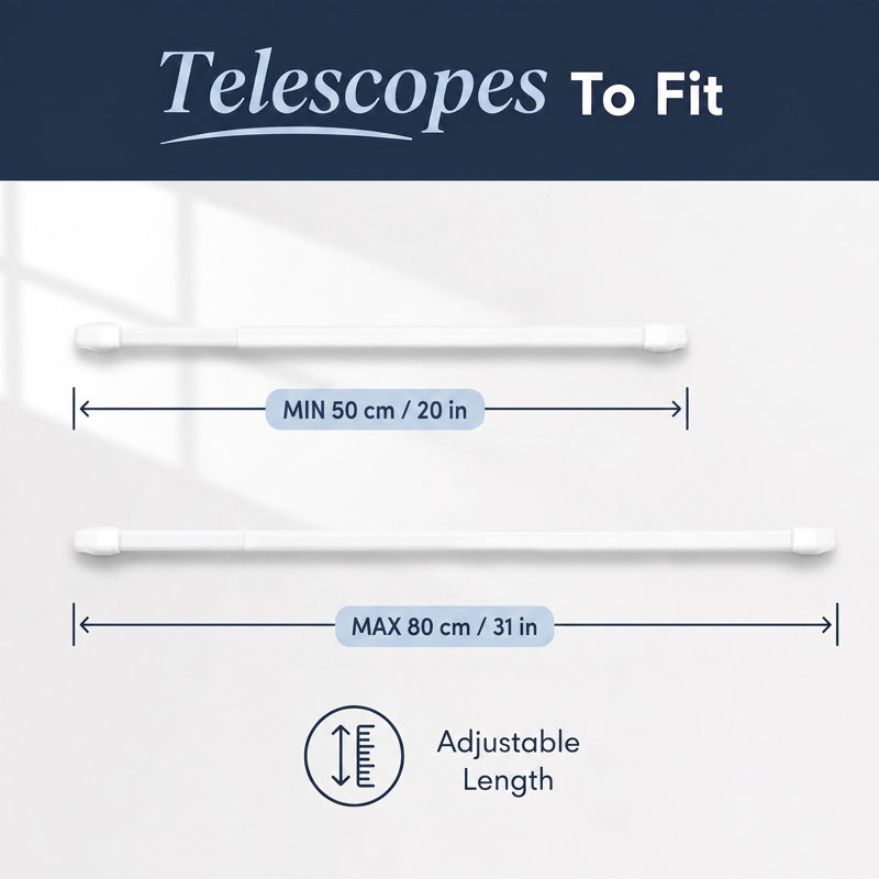 L5201BUN Aluminum Adjustable Double Curtain Rod, 20" – 31", White