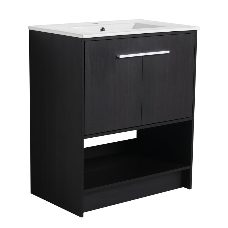 Bathroom Vanity with Ceramic Sink, Black