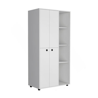 Armoire-penderie Misuri avec porte double, tiroir, tringle et tablettes ouvertes