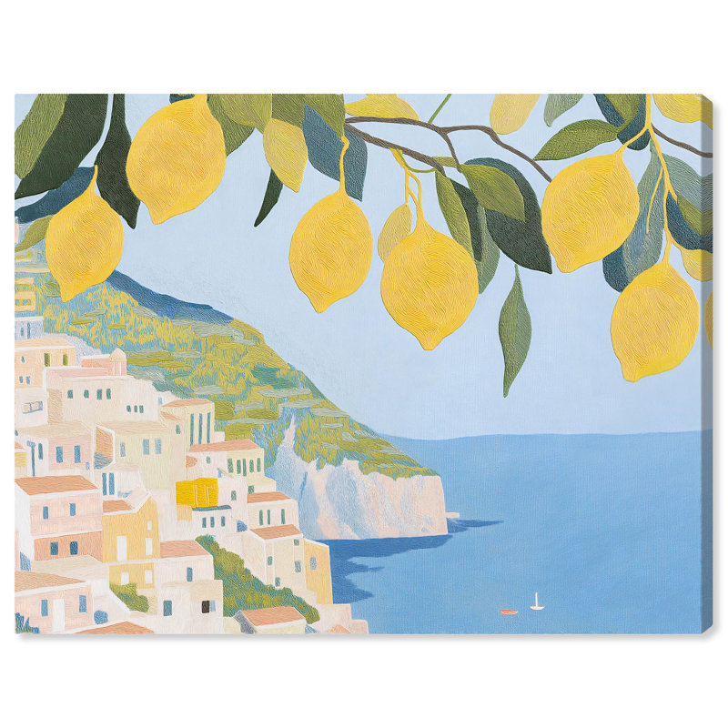 «Lemon Tree Vista», art côtier tendance par Art Remedy, H 16 po x l 20 po, Toile tendue
