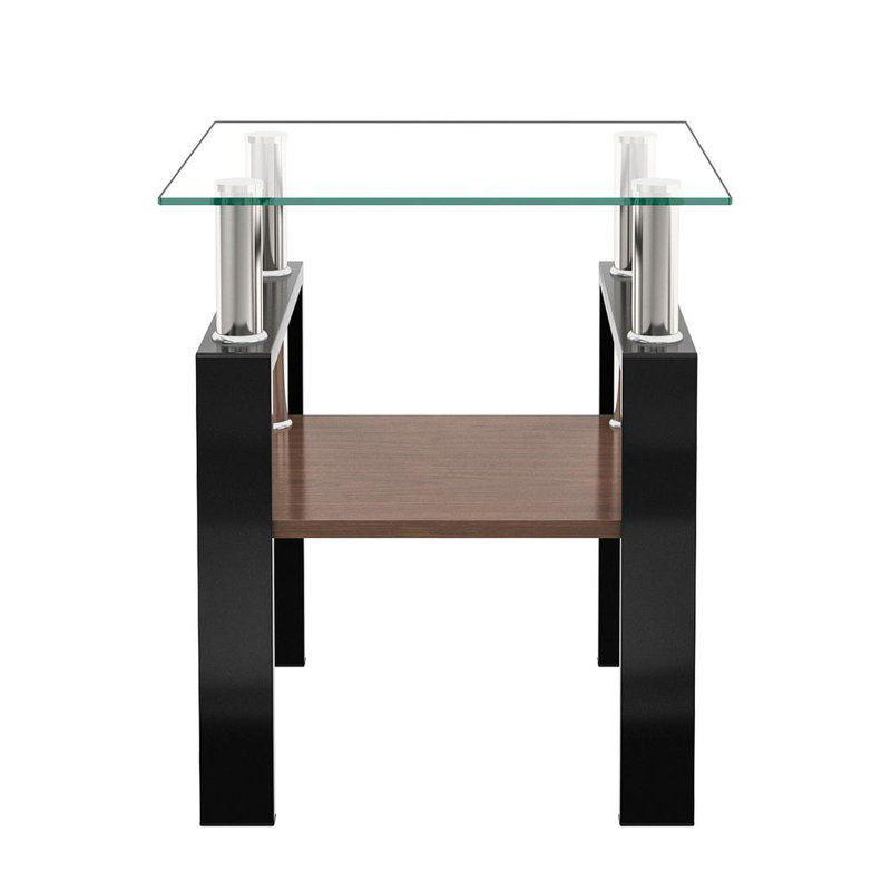 Set of 2 End Table, Transparent, Black