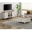 Ensemble de table 2 pièces Farmhouse, meuble télé blanc pour table basse 70 po avec tiroir, meuble de salon moderne