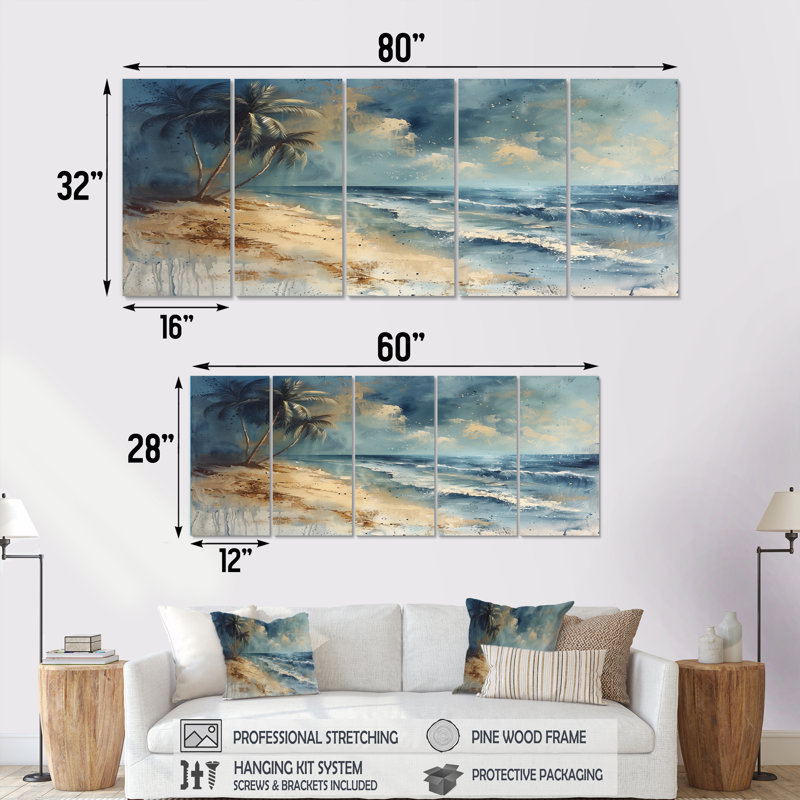 Ensemble d'art sur toile Santoro - Palmiers et palmiers, H 28 po x l 60 po