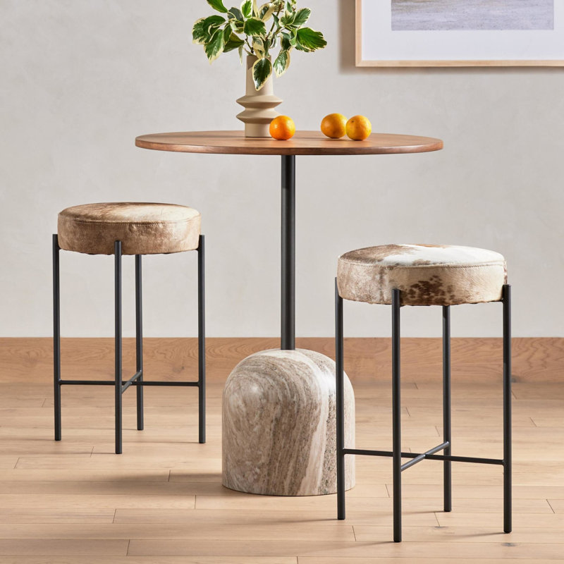 Nocona Upholstered Bar Stool with Metal Frame, Speckled Hide - Brown, Counter Stool (26" Seat Height)