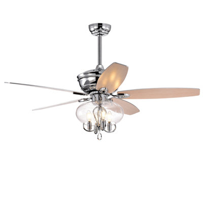 52" Crystal  Chandelier Fan With Remote, Classic, Glam, Traditional, Transitional For Home, Kitchen, Dining Room, Guest Room, Living Room