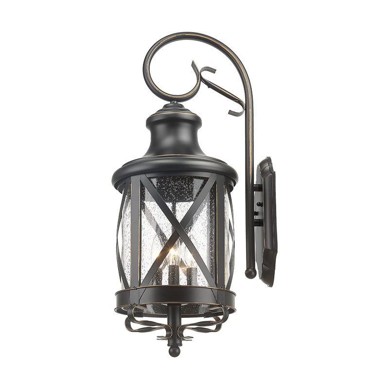 Large 29.5" Industrial Outdoor Wall Sconce, Matte Black Lantern, Weather-Resistant Porch Exterior Lighting