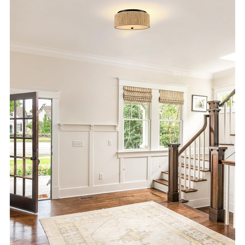 Plafonnier tambour tissé 3 lumières Boho