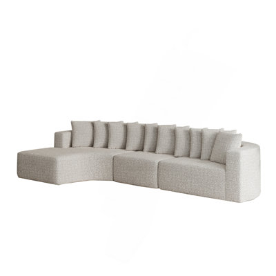 131.1-Inch Chenille Sectional Sofa Set, Modern Cloud-Shaped Curved Sofa, Includes 10 Pillows, Living Room Fabric Corner Sofa, L-Shaped Modular Sofa (L by Ivy Bronx