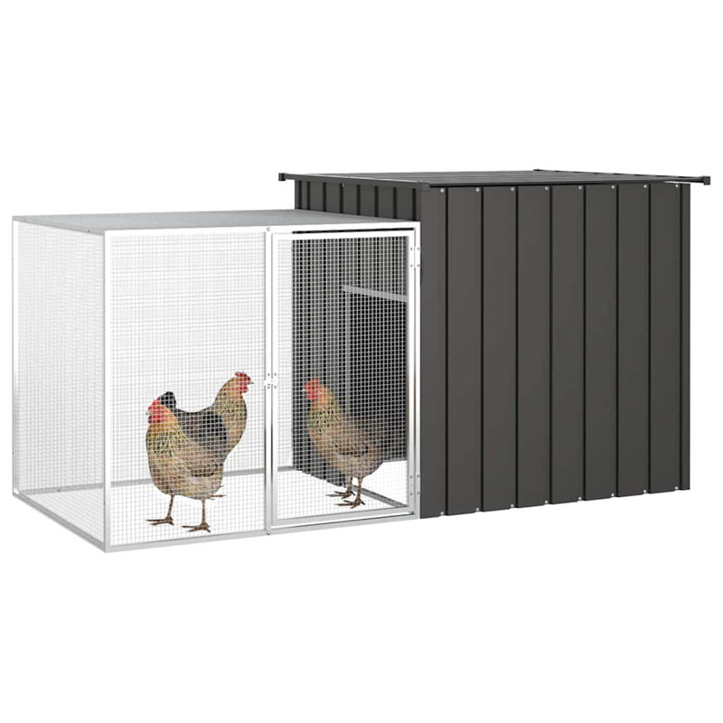 Cage à poulet Davier, H 39,4 po x l 35,8 po x L 78,7 po, Gris anthracite