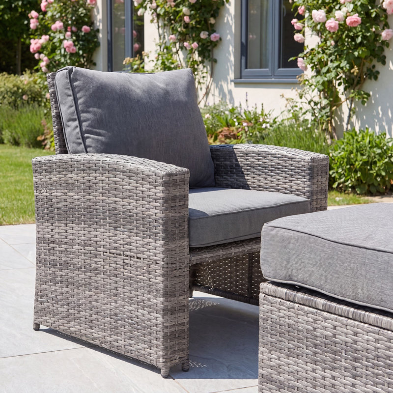 Dovera 6 Seat Rattan Patio Set, Black & Grey
