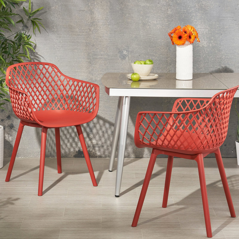 Chaise de coquelicot pour l'extérieur pour l'extérieur: fabrication stable en polypropylène rouge de 23,49 po X 20,54 po 32,15 po Sièges Modern Vibe: résistants aux intempéries