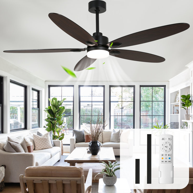 60" Black Modern Ceiling Fan with Light and Remote, 3-Color Temperature, 6-Speed Quiet DC Motor Ceiling Fan for Living Room, Bedroom