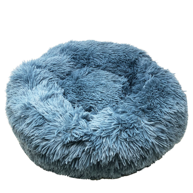 Lit pour chien arrondi moelleux et moelleux de haute qualité Pet Life, Bleu, H 6,69 po x l 26,4 po
