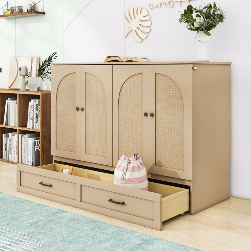 Lit escamotable double avec rangement spacieux et USB
