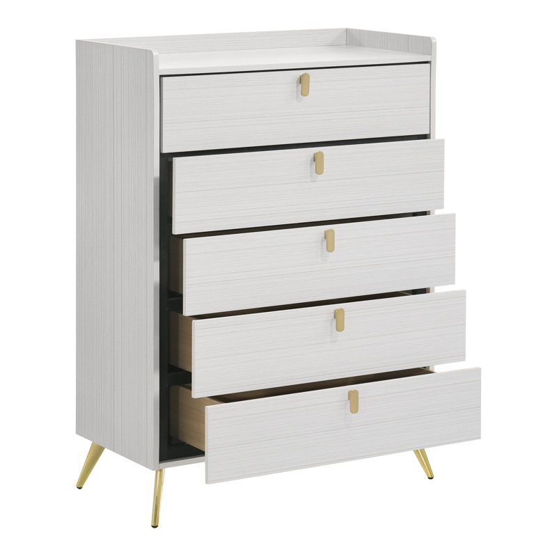Commode blanche à 5 tiroirs de 31,6 po Madill