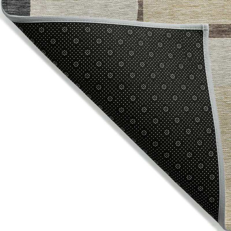Tapis d'intérieur rond lavable abstrait brun et taupe 8 '