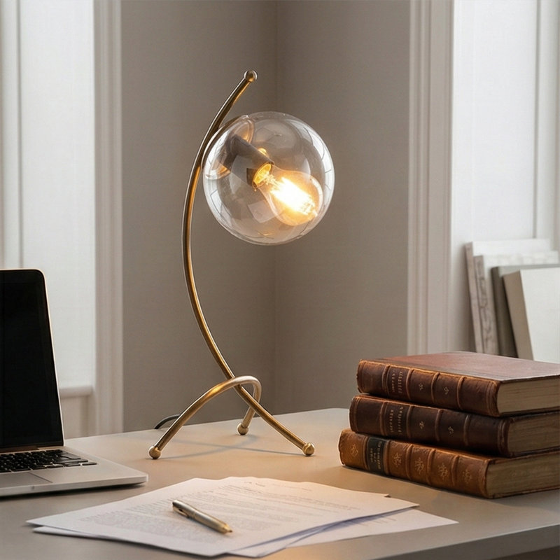 Lampe globe en verre orbitale, Rétro, Transparent