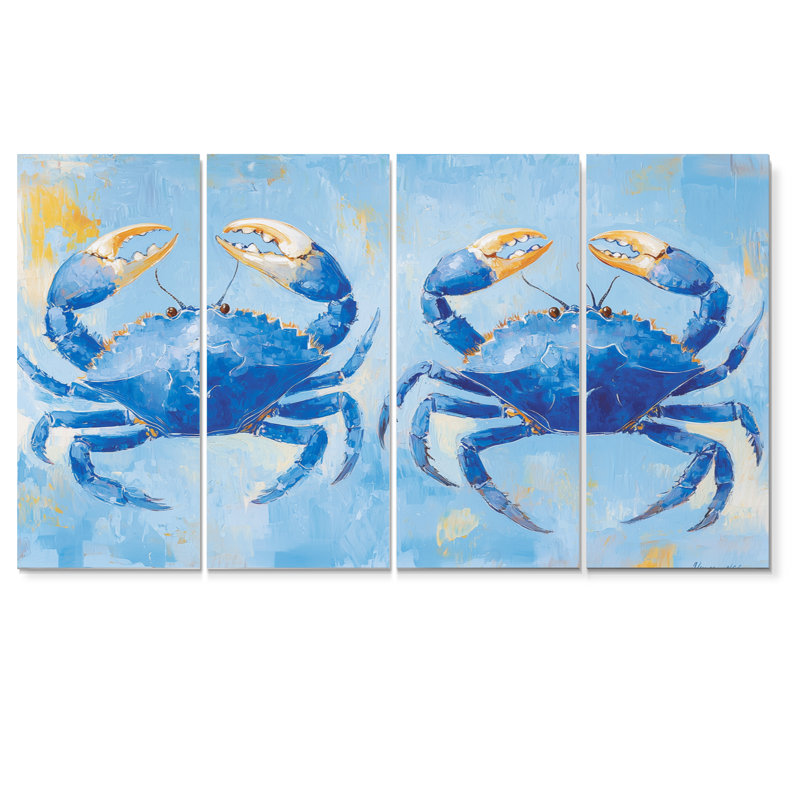 Bataille de crabe côtier bleu - ensemble d'art mural sur toile crabe, H 32 po x l 64 po