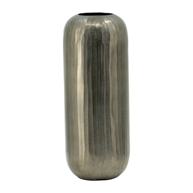7X7X17" Aluminum Layered Chisel Oval Vase