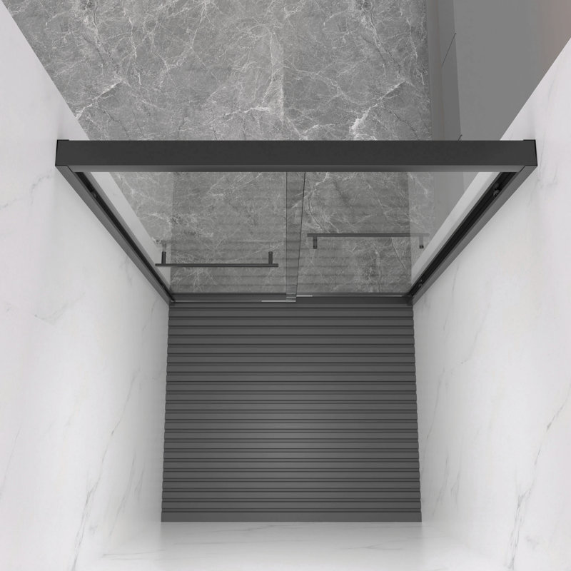 Aluminum Frame Double Sliding Shower Door,Bypass Bathroom Sliding Door With Premium 5/16" (8Mm) Clear Tempered Glass, Hardware Sliding Glass Shower Enclosure,Finished