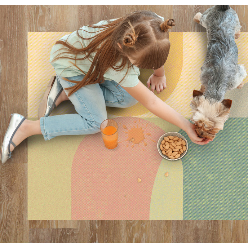 Godmond Vinyl Machine Printed Area Rug, Rectangle 3'3.4" x 4'11.1"