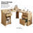 Modern Fluted L-Shaped Desk With Charging Station & Storage Cabinet – Stylish Home Office Computer Desk With Monitor Stand, File Drawer, And Removable Support Shelf For Study, Oak-687885848