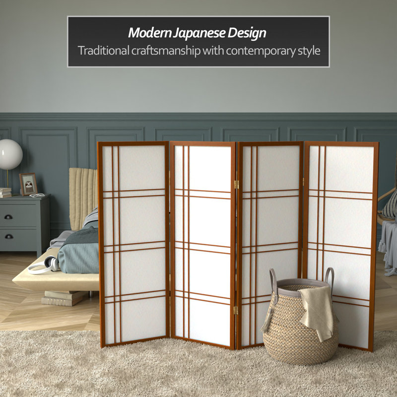 70" H Short Folding Screen, Walnut, 4