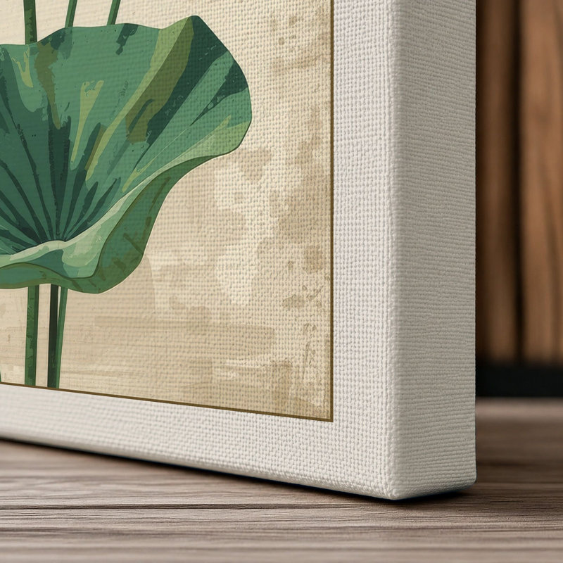 Lotus in Bloom Botanical - Wrapped Canvas, 24x16 - 61.0 x 40.6 cm, Cream Border