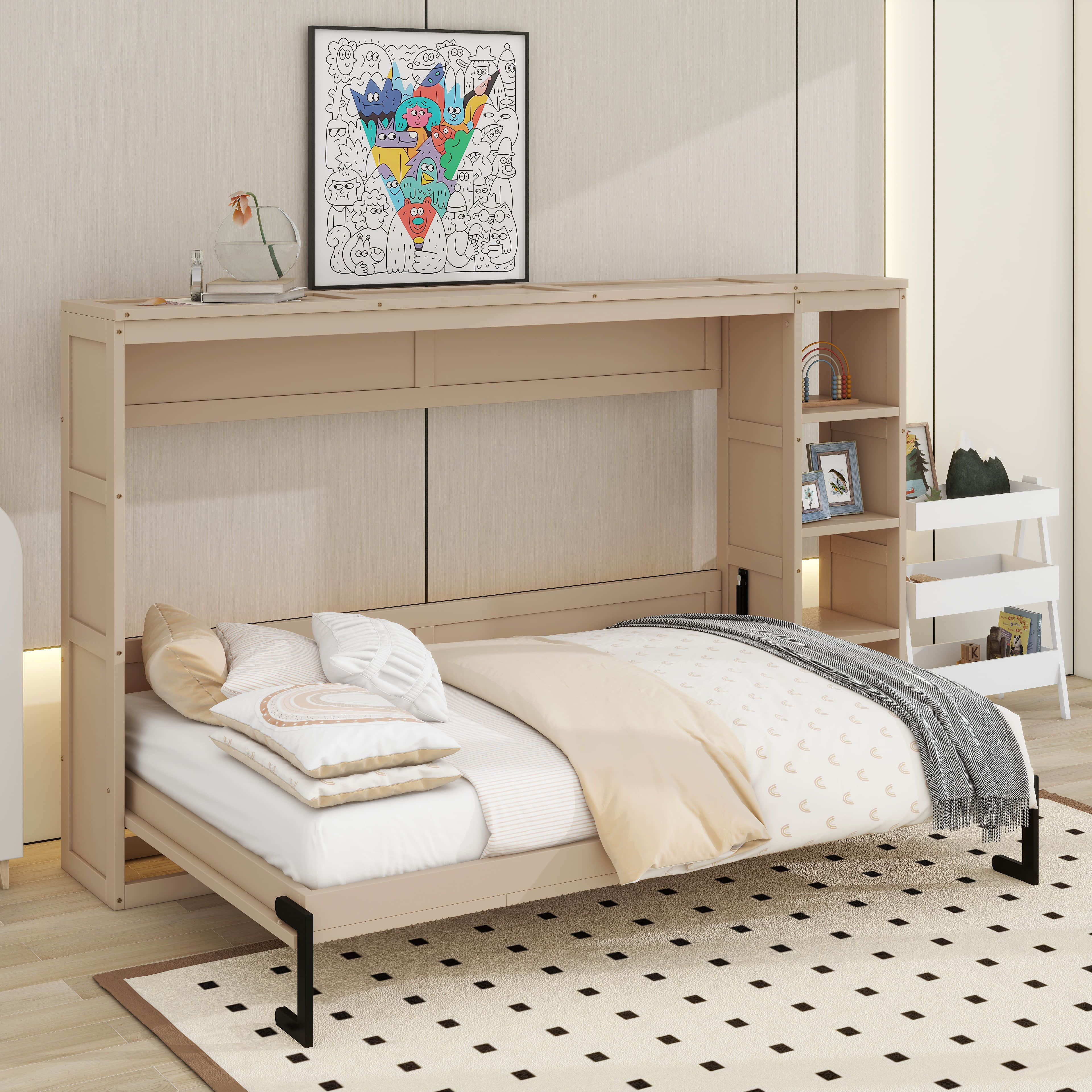 Latitude Run® Full Size Murphy Bed With Bookshelf | Wayfair