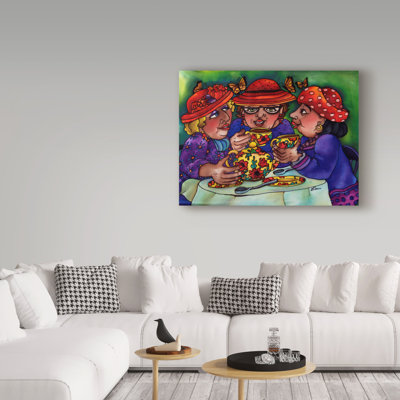 Gulabsha 'Tea for Three' Acrylic Painting Print on Wrapped Canvas