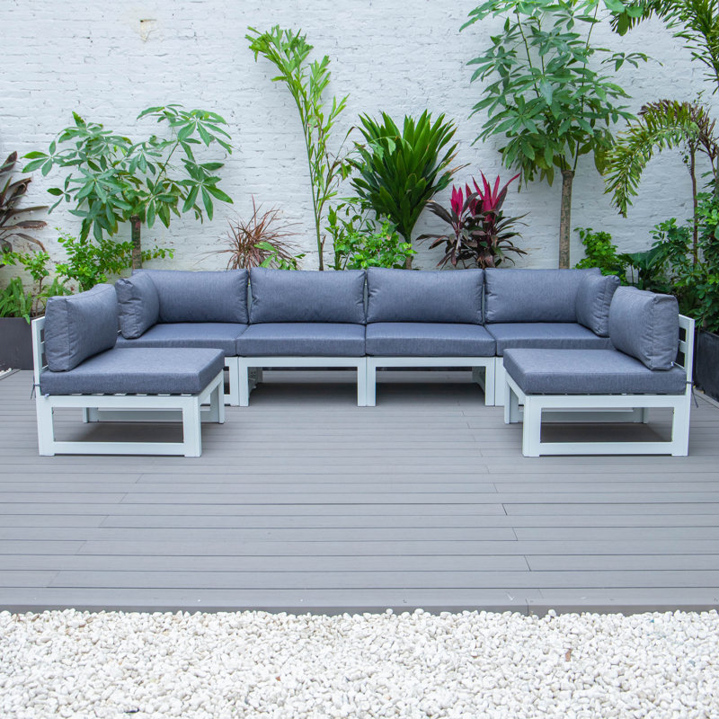 Ensemble de conversation modulaire avec coussins 6 pièces Chelsea, Bleu