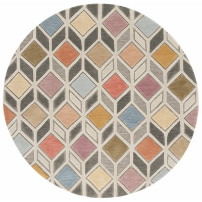 Rodeo Drive Hand Tufted Wool/Cotton Geometric Rug in Grey/Beige